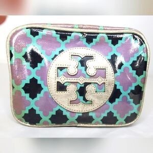 Tory Burch Purple and Teal Cosmetic Bag